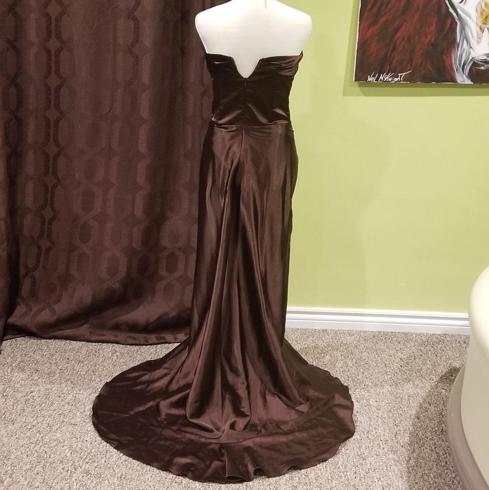Formal Beaded Dress With Ruffles And A Train - Picture 3 of 6